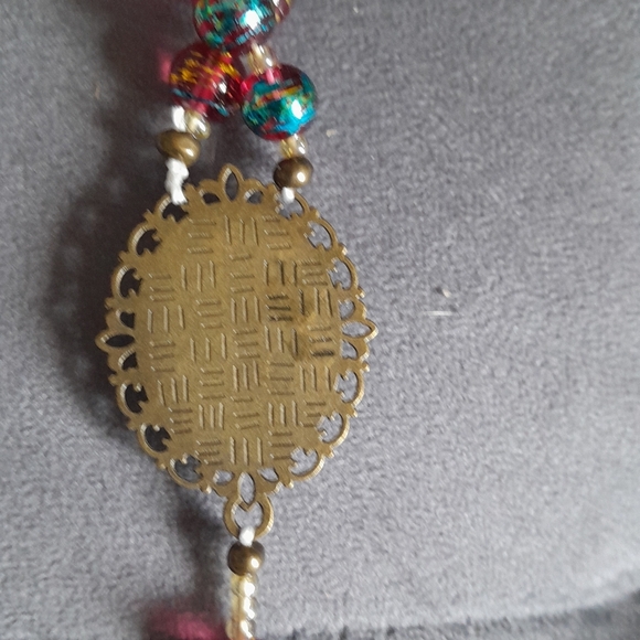 Elegant Red and Blue Glass Beads Jesus Bronze All Beaded Rosary - Picture 5 of 7